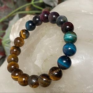 Ti Tiger Eye Blue and Yellow. Solar plexus healing